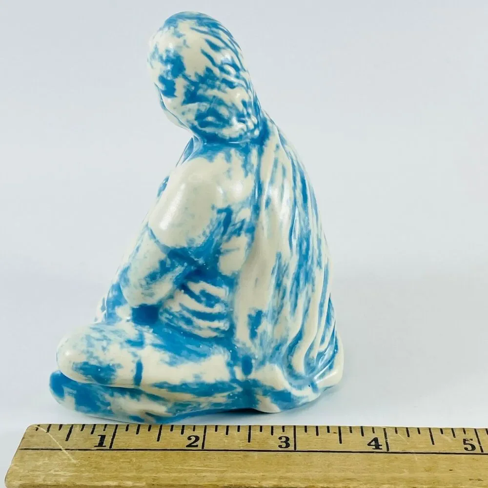Holland Ceramic Nativity Shepherd Boy Figurine 4.5in Blue Hand Painted Vintage